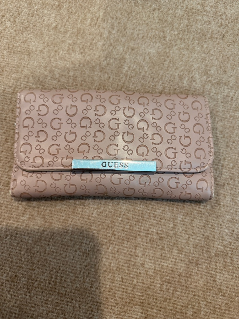 GUESS Blush Pink Signature Logo Wallet with Metal Plaque